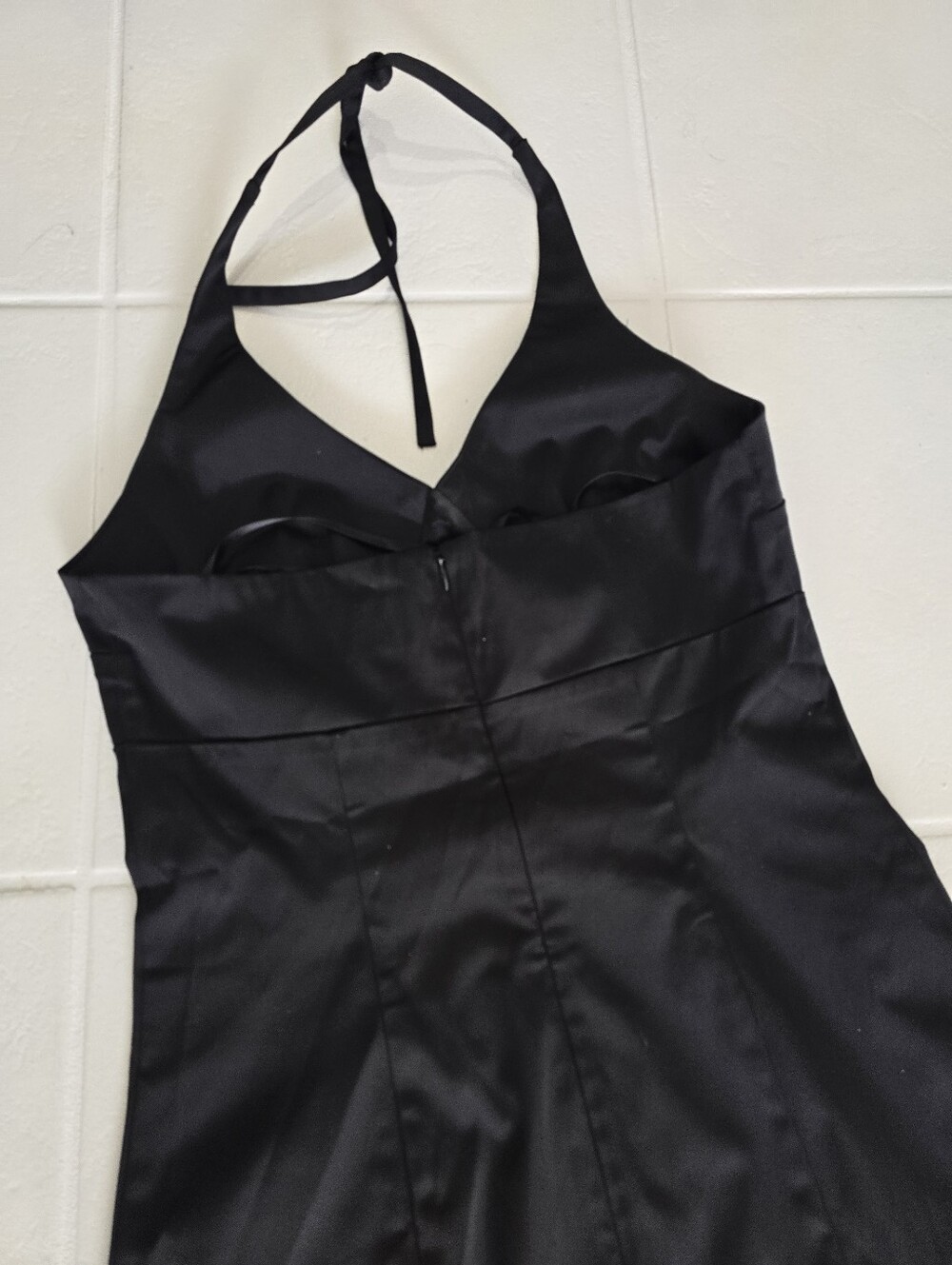 Vintage Jacob Black VNeck Halter Tie Cotton Blend Satiny Timeless Cocktail 5/6 - Picture 7 of 12